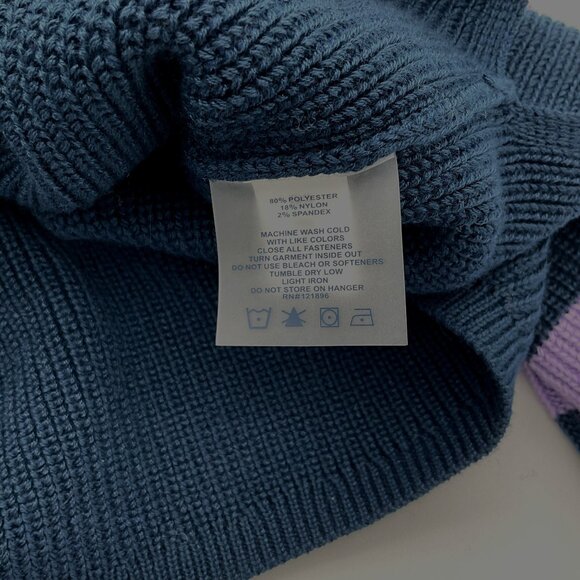 Title Nine Offsite Synergy Navy Turtleneck Striped Sleeve Knit Sweater S NWT - Picture 8 of 9